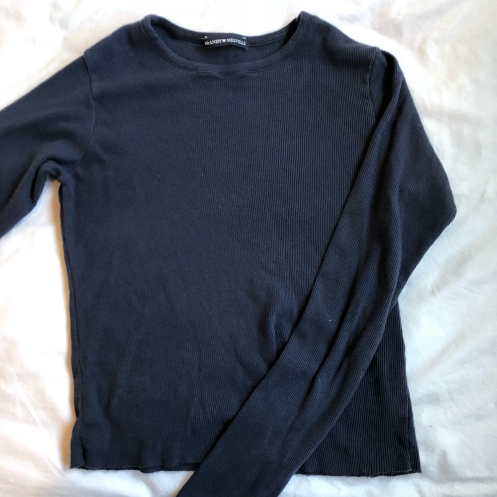Brandy Melville Navy Blue Thermal Top